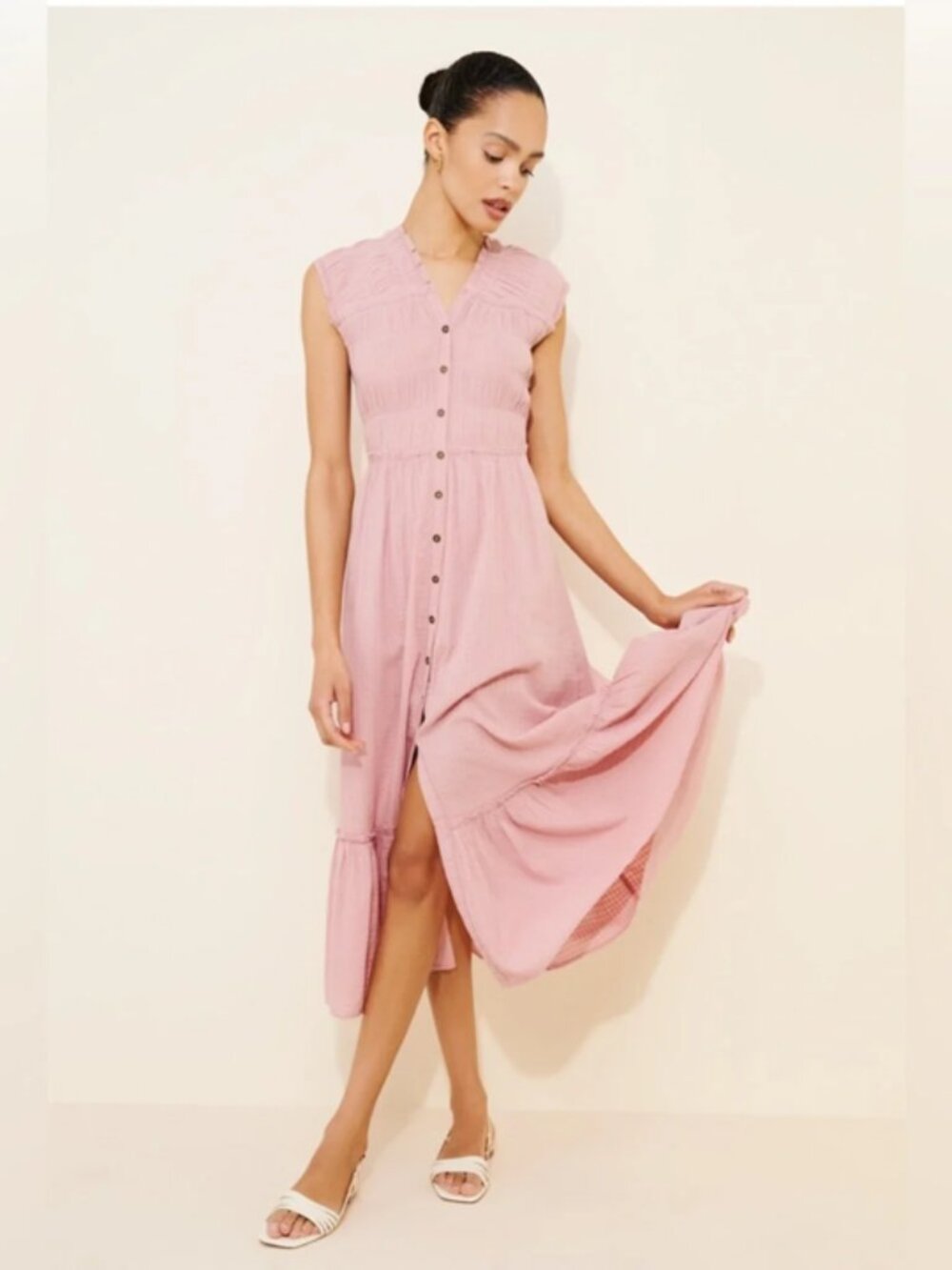 Free People | Dress Womens Desert Dazed Sleeveless Button Up Tier Flare Boho M